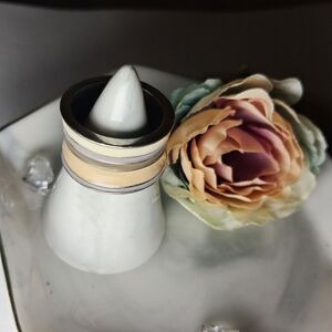 Wide Striped Enamel Earth Tone Statement Band Ring (Silvertone)